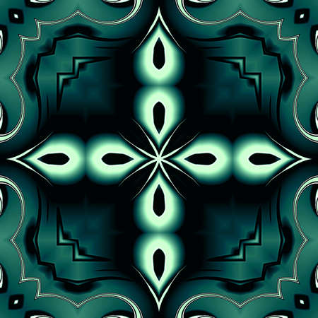 Unique mandala, Oriental round pattern, Mystical motif, Abstract exotic background. Fantastic fractal design, Colorful digital art, shining geometric texture.の写真素材