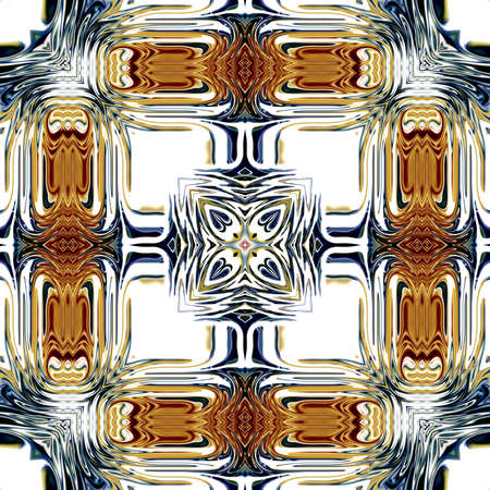 Unique mandala, Oriental round pattern, Mystical motif, Abstract exotic background. Fantastic fractal design, Colorful digital art, shining geometric texture.の写真素材