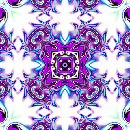 Unique mandala, Oriental round pattern, Mystical motif, Abstract exotic background. Fantastic fractal design, Colorful digital art, shining geometric texture.の写真素材