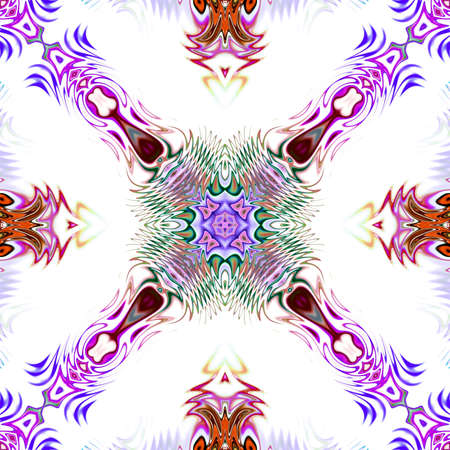 Unique mandala, Oriental round pattern, Mystical motif, Abstract exotic background. Fantastic fractal design, Colorful digital art, shining geometric texture.の写真素材