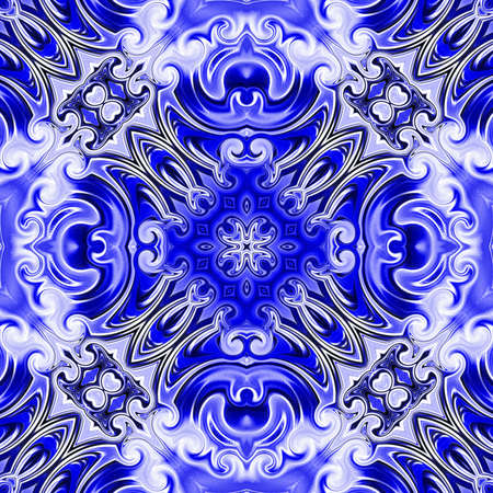 Unique mandala, Oriental round pattern, Mystical motif, Abstract exotic background. Fantastic fractal design, Colorful digital art, shining geometric texture.の写真素材