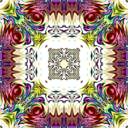 Oriental pattern, Mystical motif, Abstract background. Fantastic design, Colorful digital art,...