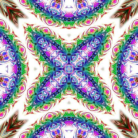 Oriental pattern, Mystical motif, Abstract background. Fantastic design, Colorful digital art, geometric texture.の写真素材