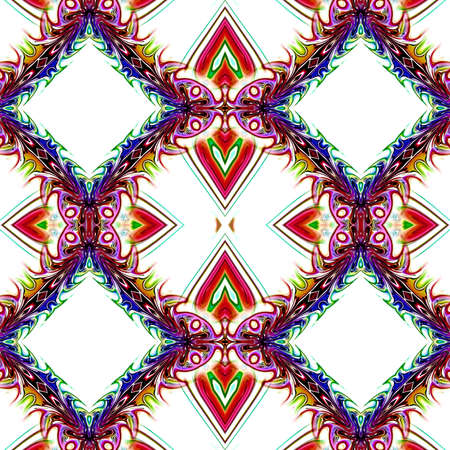 Oriental pattern, Mystical motif, Abstract background. Fantastic design, Colorful digital art, geometric texture.の写真素材