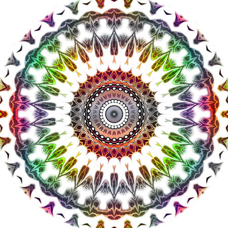 Oriental pattern, Mystical motif, Abstract background. Fantastic design, Colorful digital art, geometric texture.の写真素材