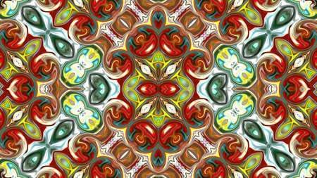 Oriental pattern, Mystical motif, Abstract background. Fantastic design, Colorful digital art,...