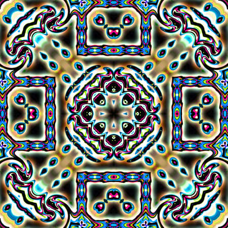 Colorful digital art, Oriental pattern, geometric texture, Mystical motif, Abstract background,...