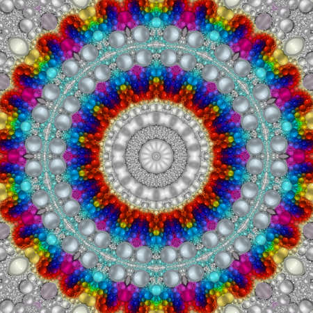 Colorful digital art, Oriental pattern, geometric texture, Mystical motif, Abstract background, Fantastic design.の写真素材