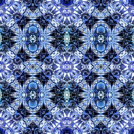Colorful digital art, Oriental pattern, geometric texture, Mystical motif, Abstract background, Fantastic design.の写真素材