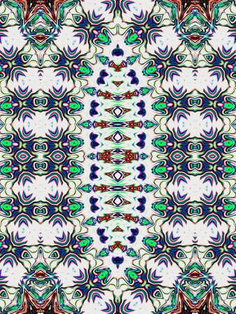 Colorful digital art, Oriental pattern, geometric texture, Mystical motif, Abstract background, Fantastic design.の写真素材