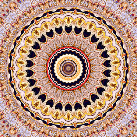 Colorful digital art, Oriental pattern, geometric texture, Mystical motif, Abstract background,...