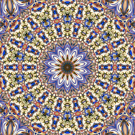 Colorful digital art, Oriental pattern, geometric texture, Mystical motif, Abstract background,...