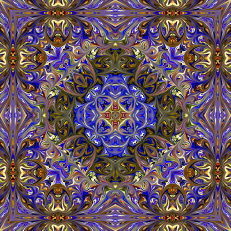 Colorful digital art, Oriental pattern, geometric texture, Mystical motif, Abstract background,...