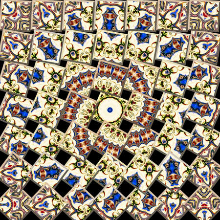 Colorful digital art, Oriental pattern, geometric texture, Mystical motif, Abstract background,...