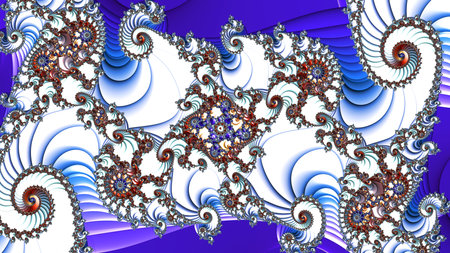 Fractal artwork, infinite ornamental shapes. decorative spiral background. unique and creative design. abstract colorful illustration.の写真素材
