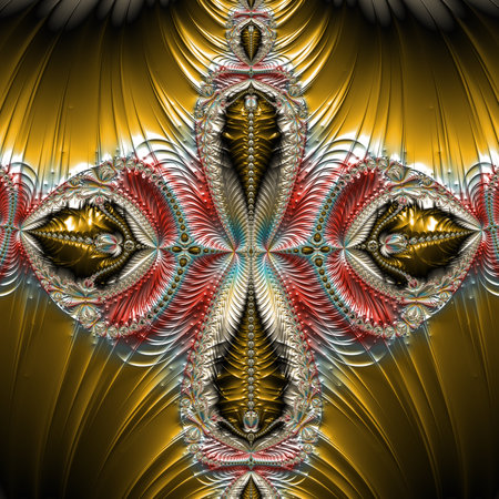 Symmetrical fractal pattern, digital artwork for creative graphic designの写真素材