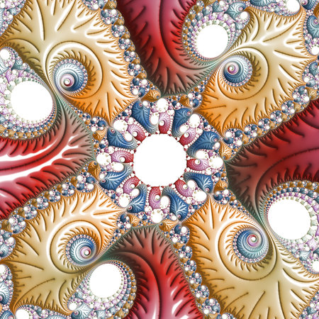 Symmetrical pattern in stained-glass window style. Computer generated graphics.の写真素材