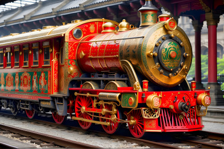 Steam locomotive in Hong Kong Central Railway Station, Hong Kong.の素材