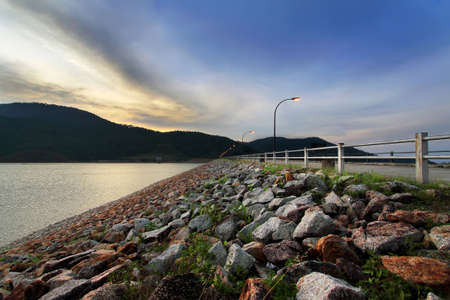 Evening at Dam, Penang, Malaysiaの写真素材