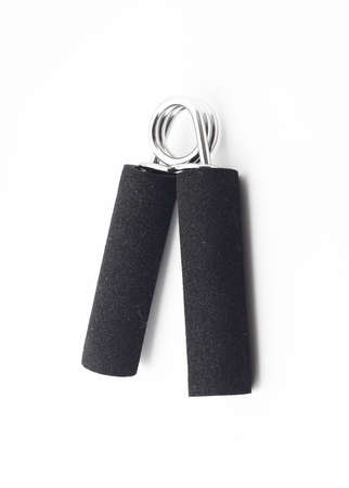 V-shaped hand spring over white backgroundの写真素材