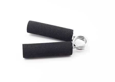 V-shaped hand spring over white backgroundの写真素材