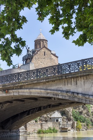 peaceful vie of old town Tblisi ,Metekhi Church