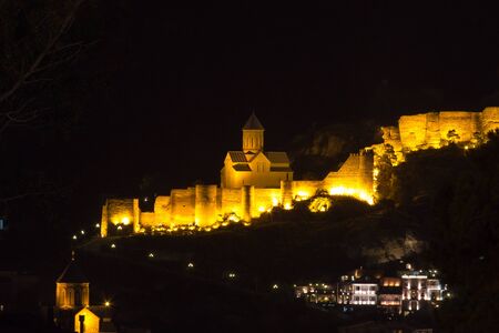 Night view to Narikala fortness from Sameba
