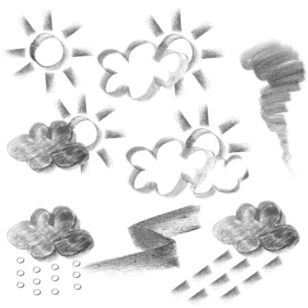 weather forecast icon charcoal drawingの写真素材