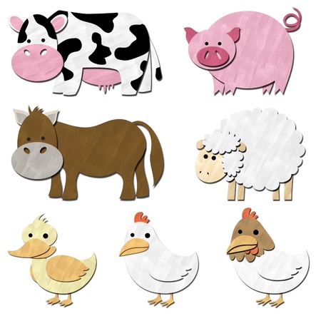 a set of farm animals pastel colorの写真素材