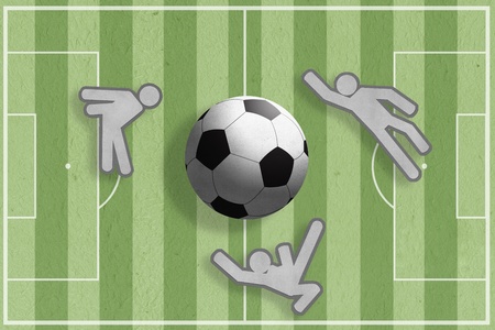 soccer players and soccer ball icon on the fieldの写真素材