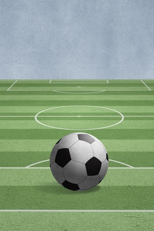 soccer ball on the fieldの写真素材