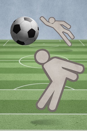 two soccer players playing soccerの写真素材