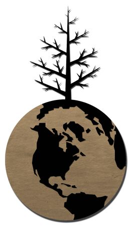 Dead tree stand on dry earth の写真素材