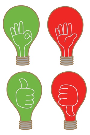 cartoon drawing of bulb display like unlike stop OK iconの写真素材