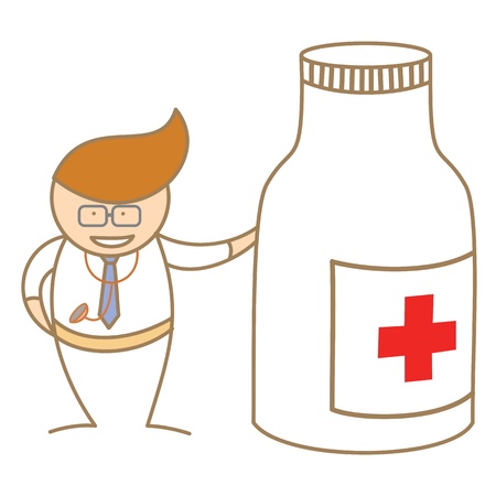cartoon character of doctor talk about medicineの写真素材