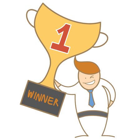 cartoon character of  man holding trophyの写真素材