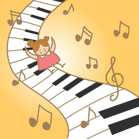 girl joy her fantasry musical pianoの写真素材