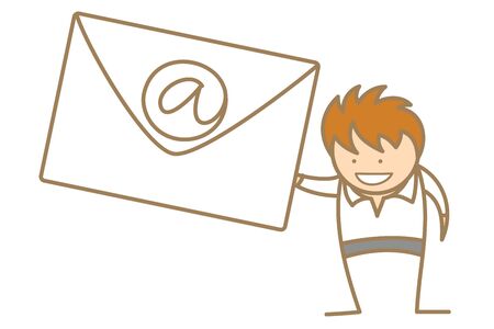 cartoon character of man getting e-mailの写真素材