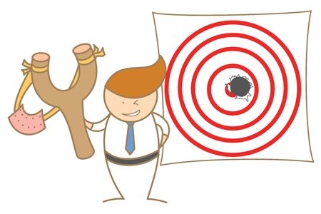 cartoon character of  man shot a hole on targetの写真素材