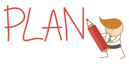 cartoon character of  man writing a plan wordの写真素材