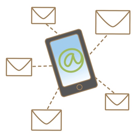 cartoon drawing of mobile mail conceptの写真素材