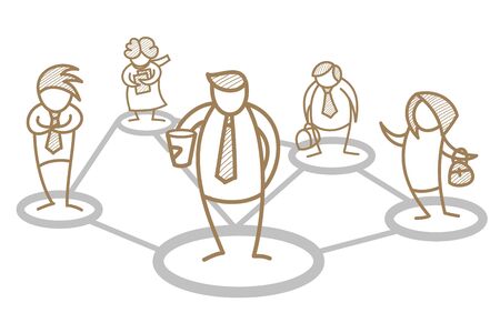 cartoon character of team connectingの写真素材