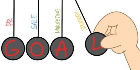 pendulum drawing of factor to reach goalの写真素材