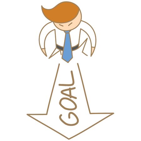 cartoon character of business man ready to run for goalの写真素材