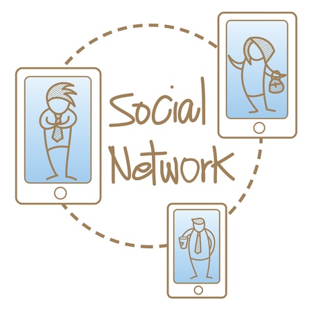 cartoon character of people on social networkの写真素材