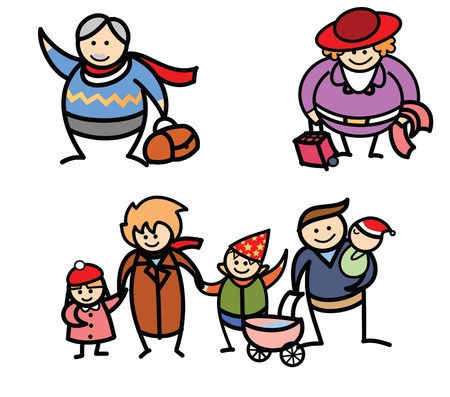 family vacation winterのイラスト素材