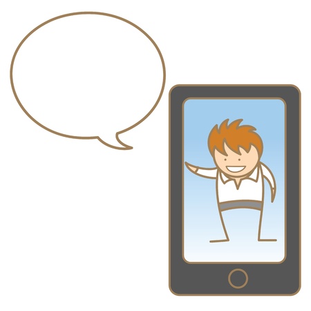 cartoon character of man talking on cellphoneのイラスト素材