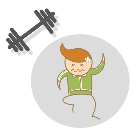 cartoon character of man workout exhaustedのイラスト素材