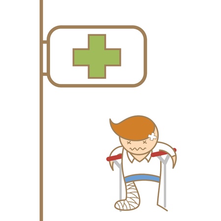 cartoon character of man broken his legのイラスト素材