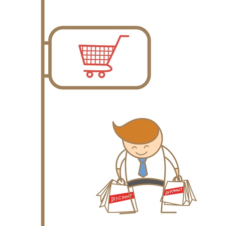 cartoon character of business man enjoy shoppingのイラスト素材